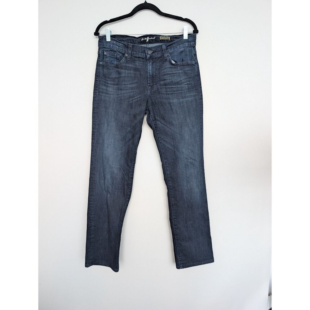 Men's 7 For All Mankind Slimmy Stretch Jeans Sz 31 Dark Wash Denim Faded